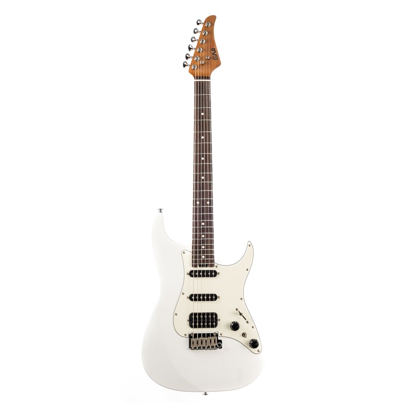 EART Guitars, DMX-9, NK-S Standard Shape 2-Point Synchronized Steel Saddle Tremolo Bridge Electric Guitar, Pearl White US