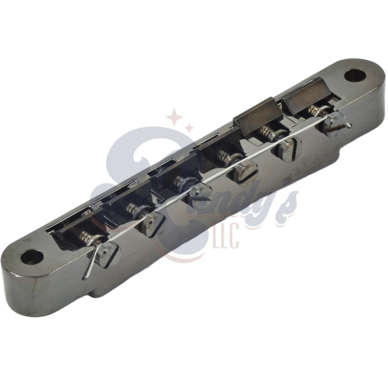 (Vintage Series) ABR-1 Bridge w/ Plated Brass Saddles (Wired) - Fits Gibson CLOSEOUT Black Nickel/Pearl Chrome