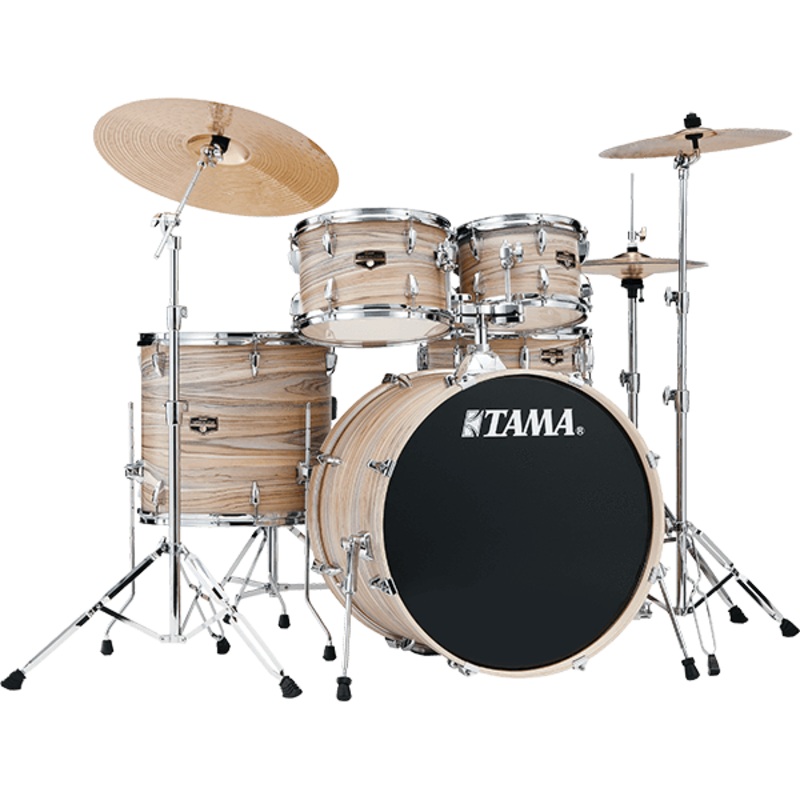 Tama IE52CNZW Imperialstar 5pc Complete Kit, 10, 12, 16, 22, 14s, Natural Zebrawood Wrap