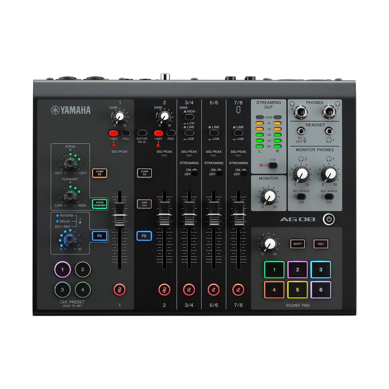 Yamaha AG08 8-Channel Live Streaming Mixer Black
