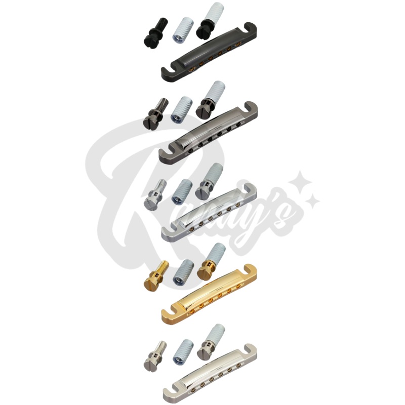 Lightweight Stop Bar Tailpiece w/ Studs & Anchors (Aluminum) - Fits Gibson & Epiphone Black