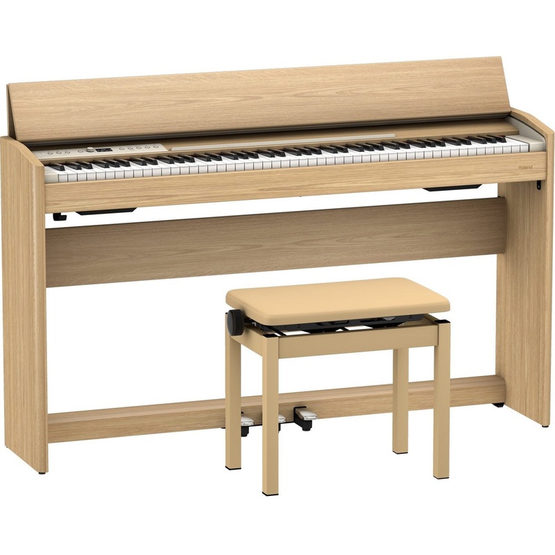 Roland F701-LA 88-Key Compact Upright Style Digital Piano w/ Bench, Light Oak