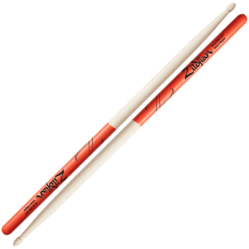 Zildjian 7A Acorn Tip DIP Drumsticks - Orange