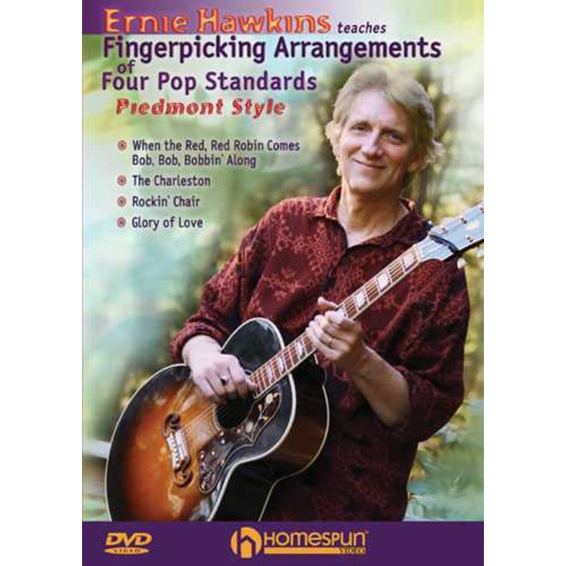 DVD - Ernie Hawkins Teaches Fingerpicking Arrangements of Four Pop Standards - Piedmont Style