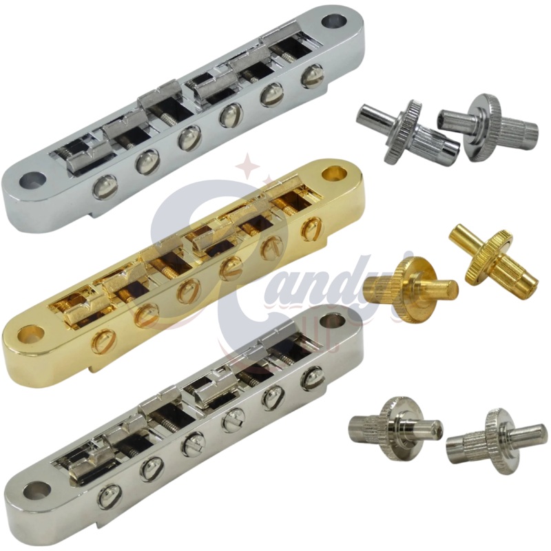 (Vintage Series) Nashville Tune-O-Matic TOM Bridge (Zinc) w/ Posts - Fits Gibson Chrome Chrome