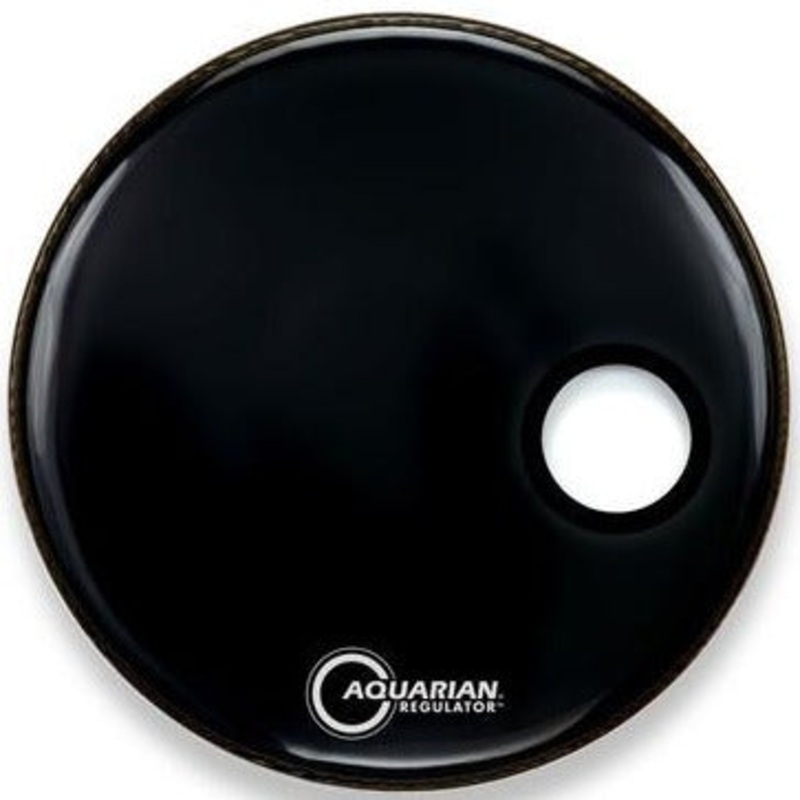 Aquarian RSM22BK 22" Regulator Black with Hole Kick Drum Resonant Head