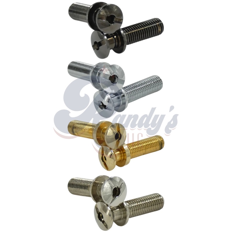 (High Performance Series) Locking Stop Bar Tailpiece Studs (Domed) - Fits Gibson HP Black Chrome/Cosmo Black