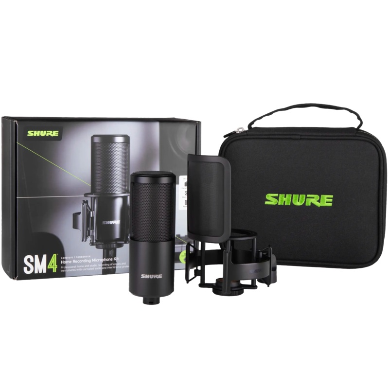 Shure SM4-K-KIT SM4 Dual Diarphram Condenser Mic Kit w/ Shock Mount, Pop Filter, Carrying Case