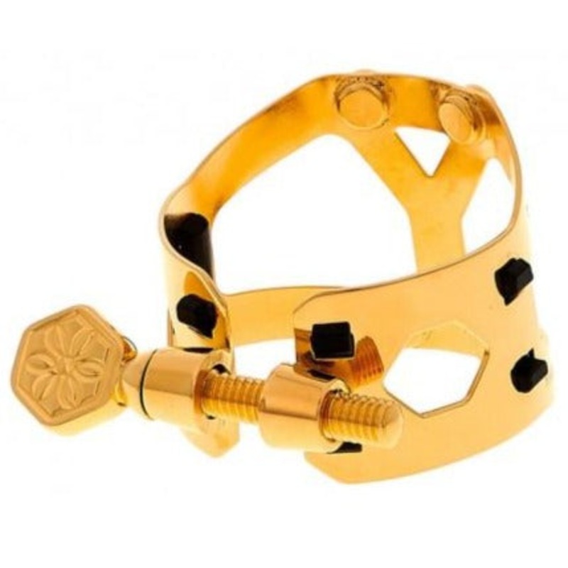 Yanagisawa YNSSIXS Yany SIXS Soprano sax ligature, 24K gold-plated, inverted single-screw design