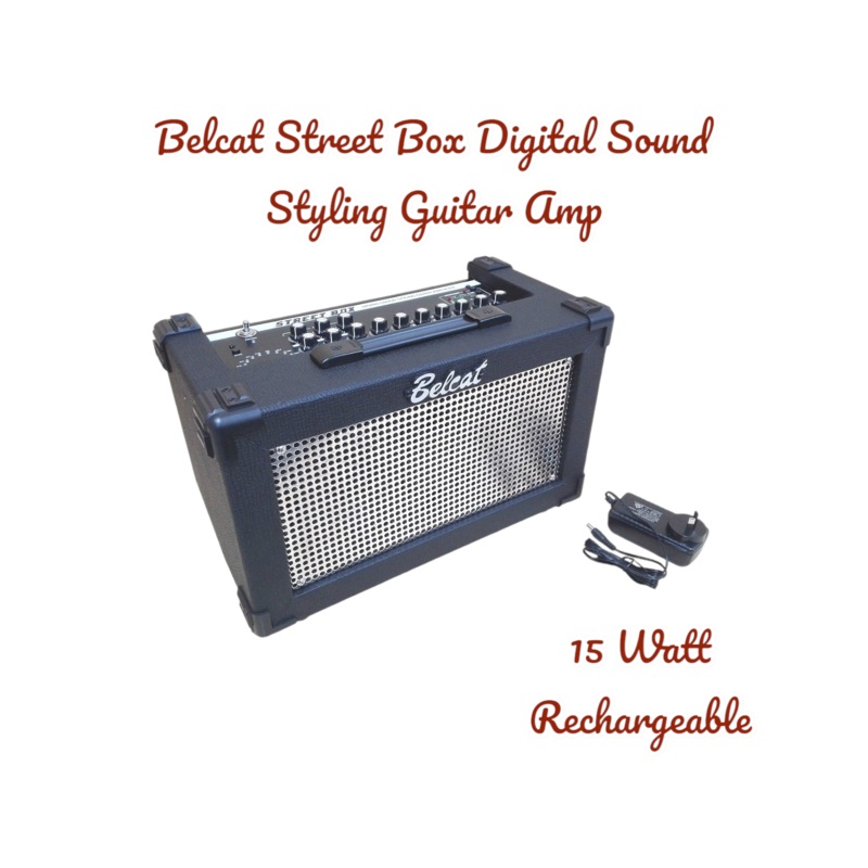 Belcat STREETBOX 15W Rechargeable Guitar Amplifier, Mic, Reverb, Delay, Chorus, Tremolo