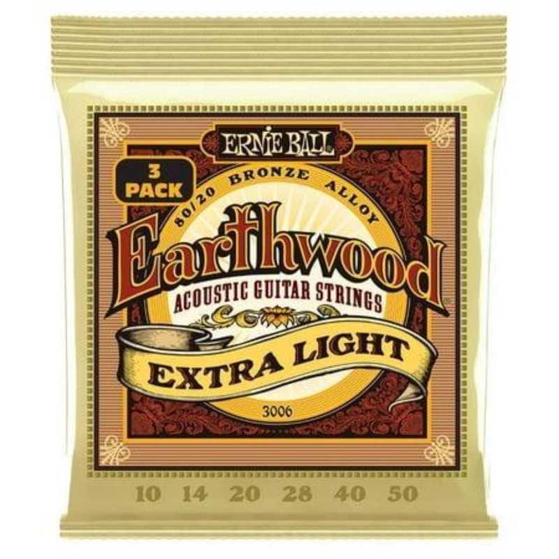 Ernie Ball Earthwood Extra Light Acoustic Guitar Strings (10-50) - 3 Pack