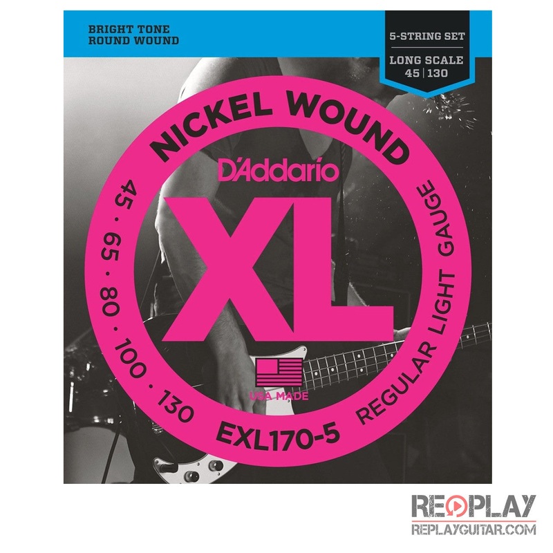 D'Addario EXL170-5 Nickel Wound 5-String Bass, Light, 45-130, Long Scale