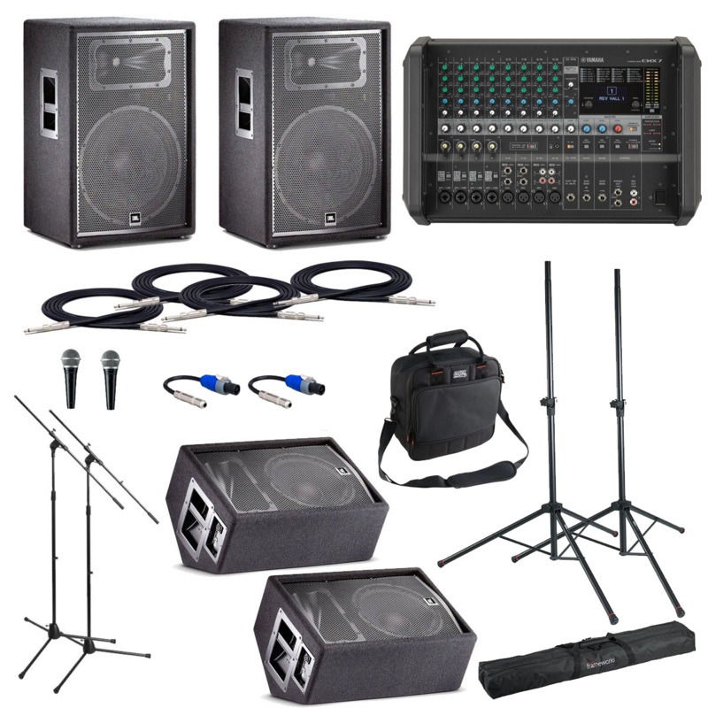 Easy Music Center Passive Live Sound System with Floor Monitors