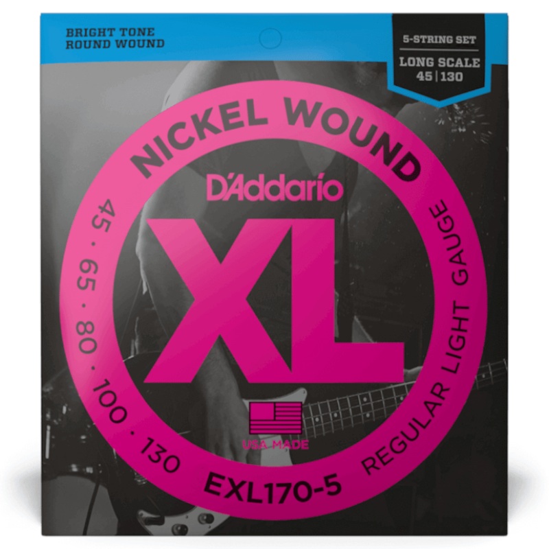 D'Addario EXL1705 Long Scale 5-String Bass Guitar Strings - (45-130)