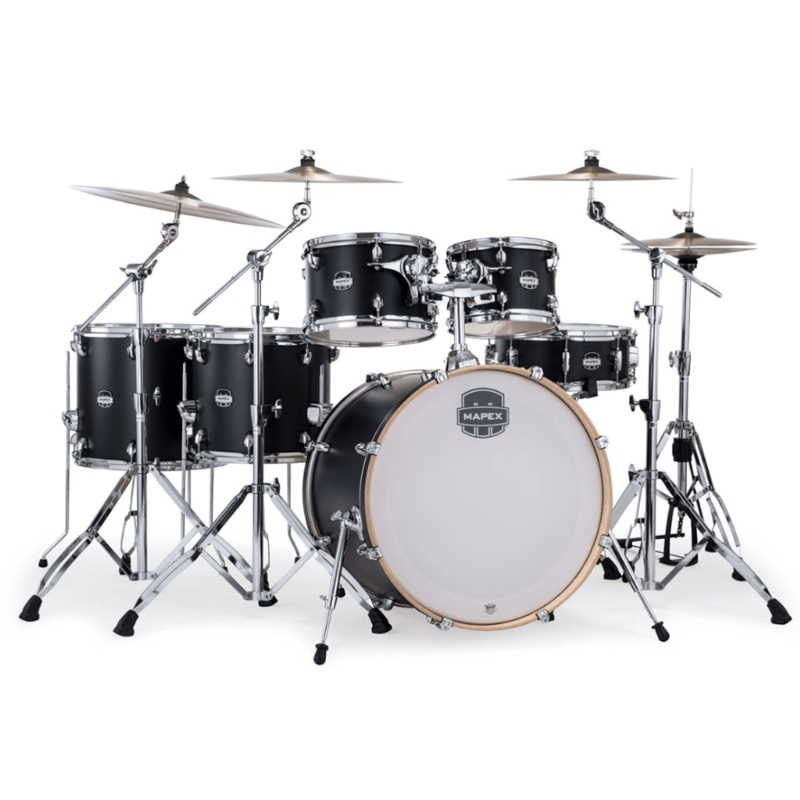 Mapex Mars Maple 6-Piece Studioease Shell Pack (Excludes Hardware and Cymbals) - Matt Black