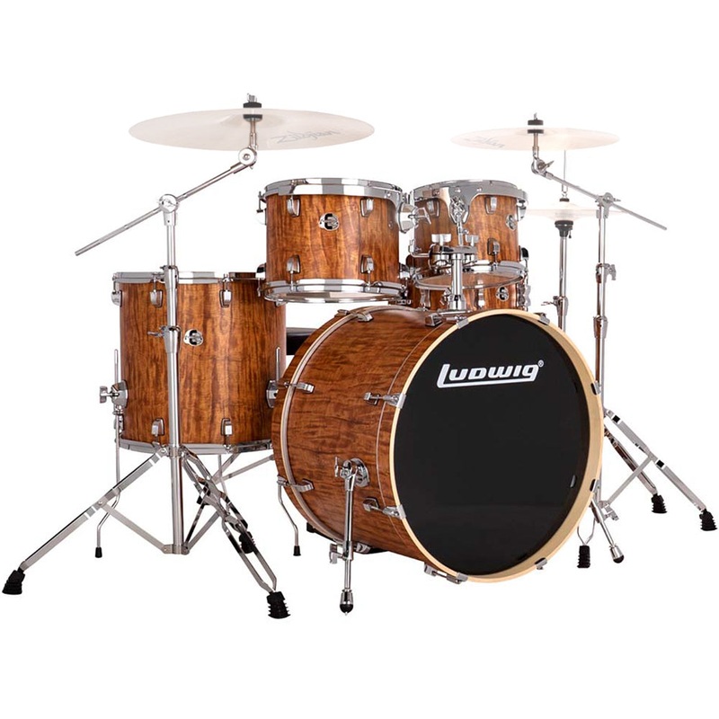 Ludwig LE522010NC Evolution 5pc Shell Pack w/ Hardware, NO CYM - 22, 10, 12, 16, 14s - Cherry
