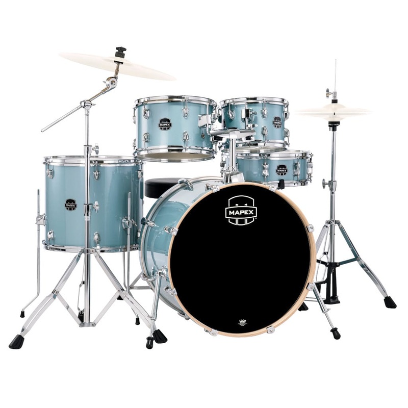 Mapex Venus VE5294FTVJ 5-Piece Rock Drum Kit (Excludes Cymbals) - Aqua Blue Sparkle